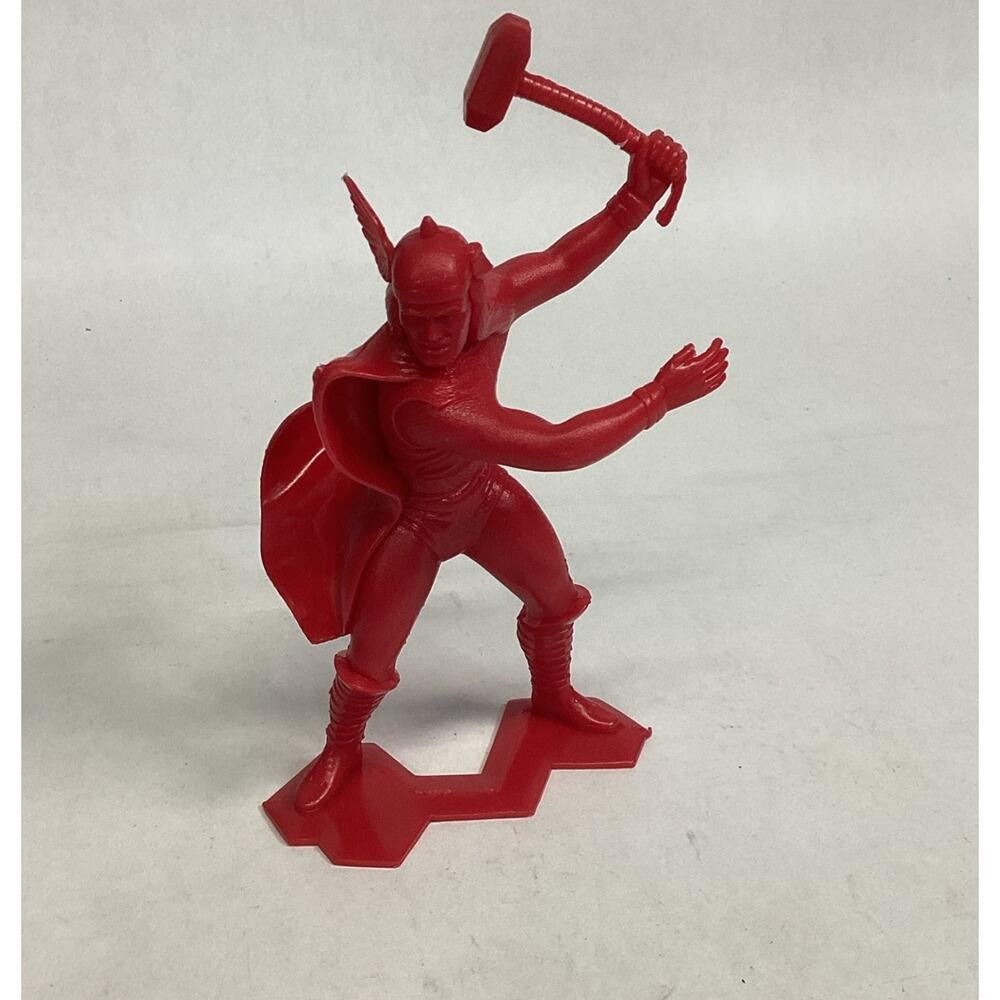 VTG 1967 Marvel Marx Thor 6" Plastic Red Figurine Super Hero Action Figure NOS